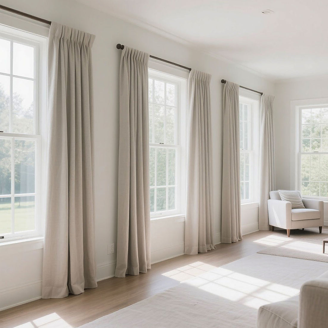 Curtainu Custom Linen Full Blackout Curtains Natural Breeze