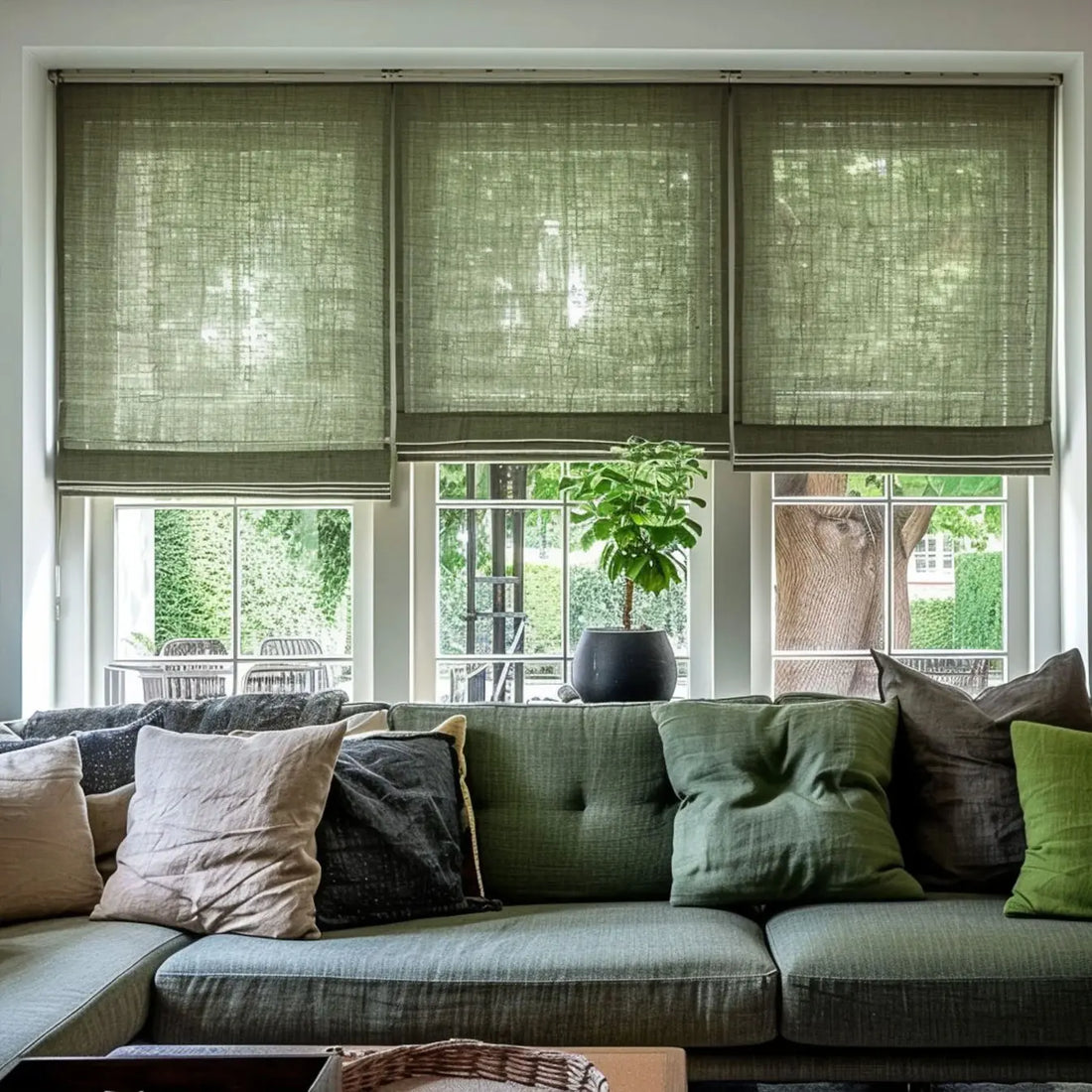Natural Sheer Roman Shades Cordless