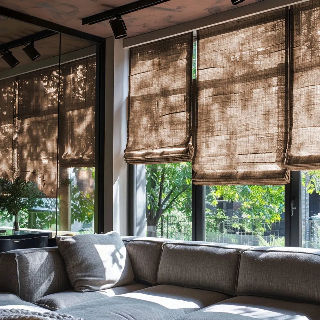 Handmade Custom Cordless Linen Sheer Roman Shades