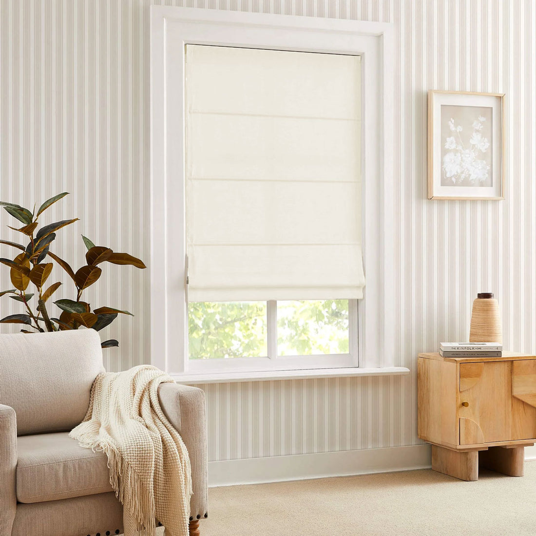 Lisa Custom Cotton Linen Sheer Roman Shades