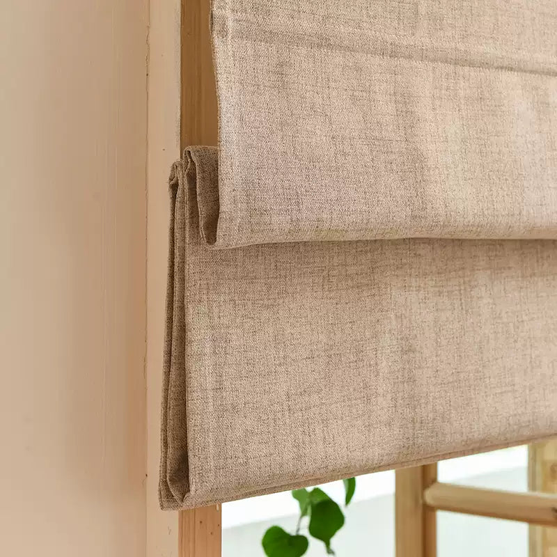Customize Total Blackout Cordless Roman Shades  Linen Textured
