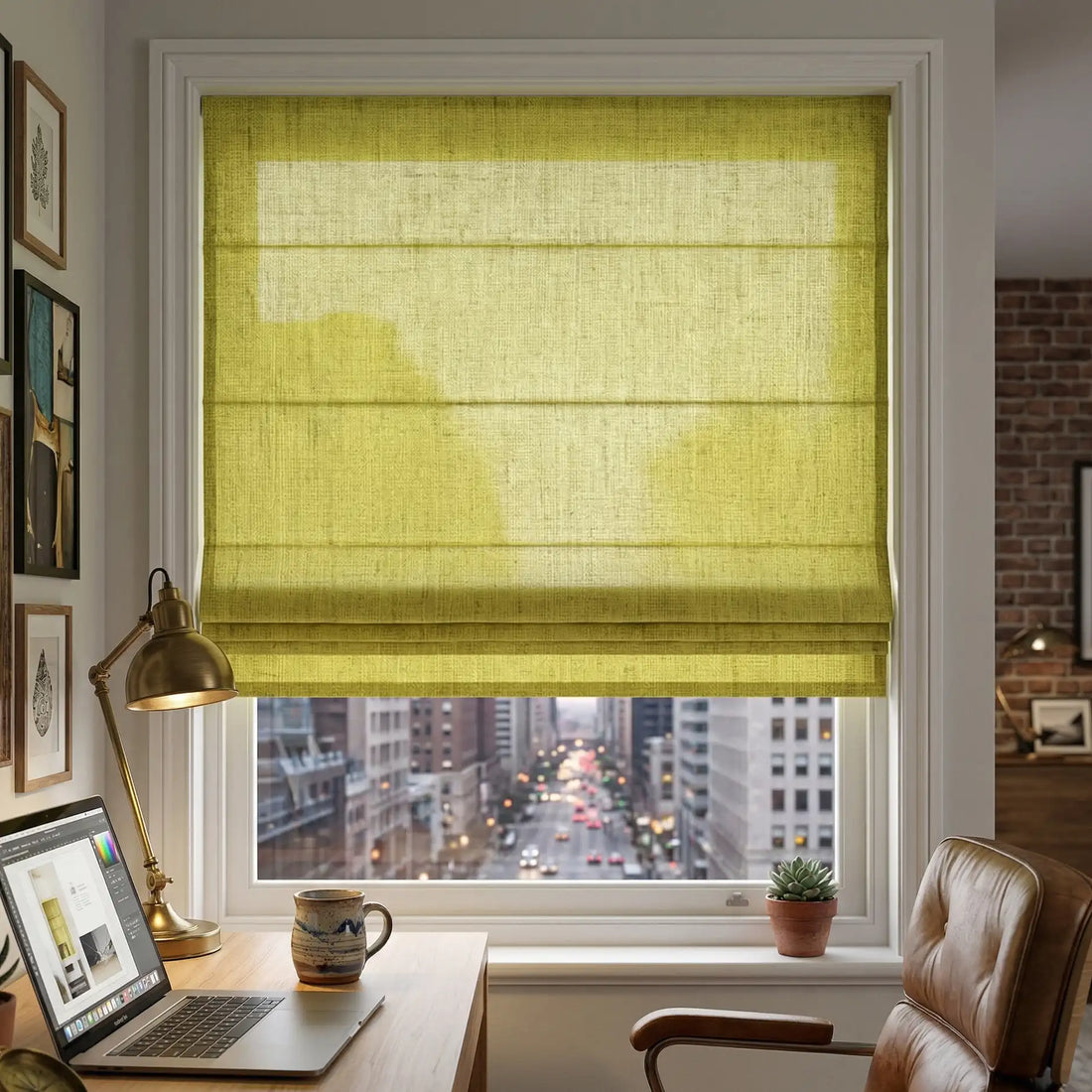 Custom Linen Roman Shades Light Filtering – Cordless, Made to Measure-Curtainu