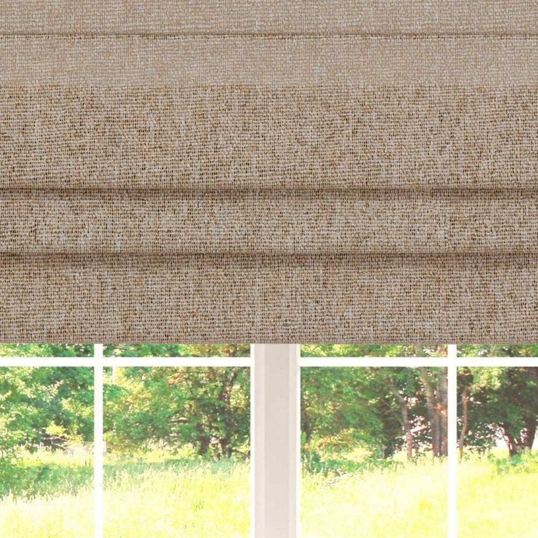 Curtainu custom Linen Blackout  Roman Shades