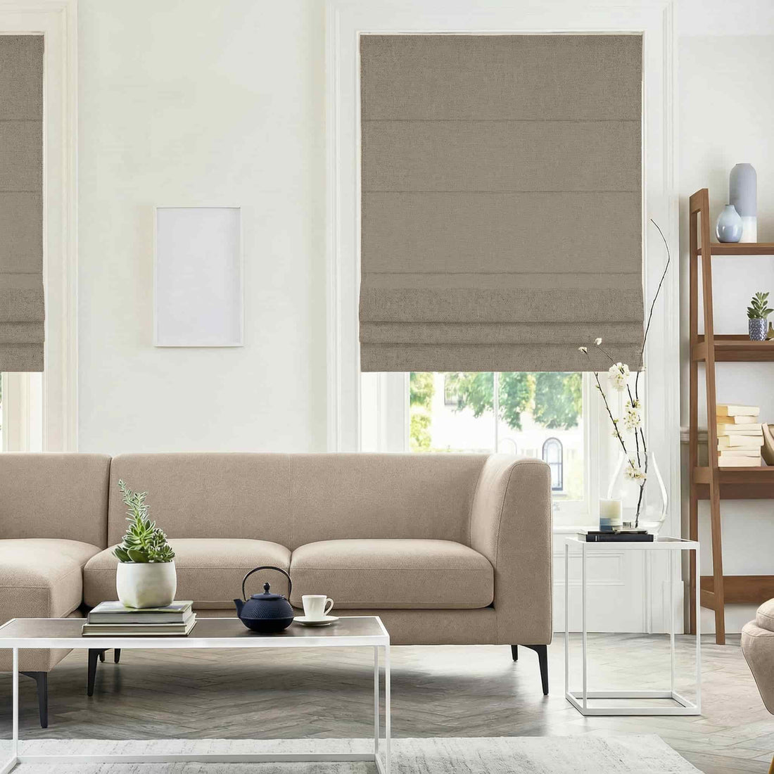 Curtainu custom Linen Blackout  Roman Shades