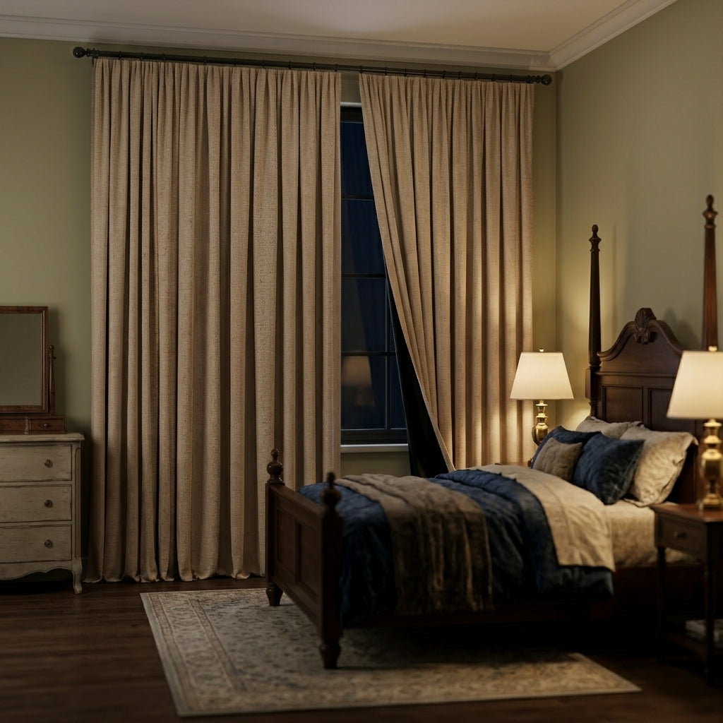 Curtainu Customized Full Blackout Curtains Light Luxury Natural Style